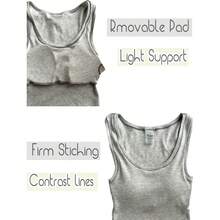 Women Rib Tank Top Padded Workout Top Square Neck Crop Tank Fitted Basic Cami Tops - Heather White - View 7