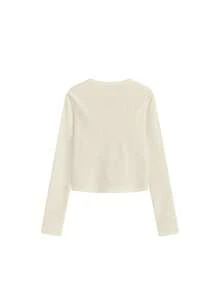 Women's Autumn/Winter Korean Style Half-Collar Slim Fit Embroidered Versatile Long Sleeve T-Shirt Undershirt - Apricot - View 2