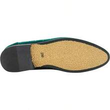 Men's Pointed Toe Rivet Dress Shoes Glitter Modern Metallic Slip On Loafers Plus Size-20256688 - Green - View 4