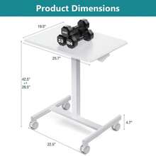 [Labor Day Special]Mobile Standing Overbed Table With Wheels: Fits Laptops, Adjustable Height Tray, Home Side Office Workstation, Flexible & Practical - White - View 3