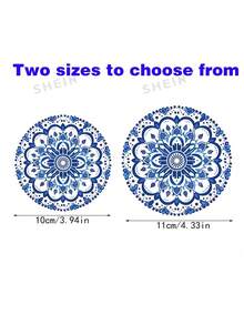 Set da 6 sottobicchieri in legno con motivo a fiore mandala blu e bianco in stile porcellana - Resistenti al calore, antiscivolo, isolanti, adatti per tazze da caffè e bevande, ideali per uso domestico, ufficio e ristorante, per tutte le stagioni