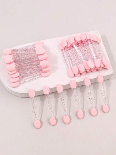 100/20/50 Piezas Cepillo de Arte de Uñas de Doble Cara Rosa y Negro Multifuncional, Aplicador de Polvo de Uñas, Esponjas, Palitos, Suministros y Herramientas de Coloración para Uñas