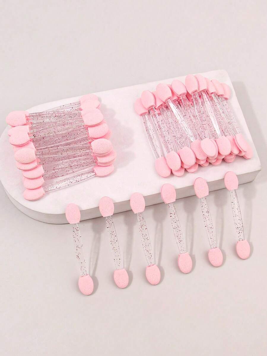 100/20/50Pcs Nail Art Brush Double Sided Chrome Pink Black Multifunctional Nail Brush Nail Powder Applicator Sponge Sticks Nail Supplies Equipment Coloring Tool - Multicolor - View 1