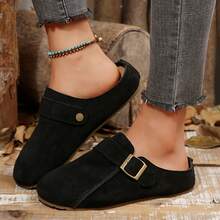 Womens Casual Easter Shoes Flat Loafers Summer Simple Metal Decor - Black - View 5