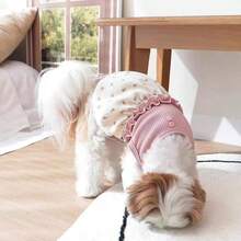 1 pieza Vestido para mascota, vestido sin mangas con estampado floral romántico con bufanda, cálido y lindo, adecuado para perros pequeños como poodle, teddy, bichón frisé, para todas las estaciones