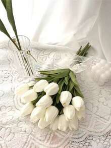 10支/2支装郁金香仿真花，实心花束，假植物，新娘手捧花，婚礼装饰花，家居客厅装饰花，DIY插花材料，情人节，返校季，配件，装饰品，适用于婚礼场地、家居酒店、派对活动、情人节和新年礼物