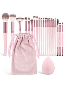 MAANGE 20/21/22/30/40/49pcs Makeup Brush Set, Includes 30pcs Professional Makeup Brushes + 1pc Velvet Makeup Bag + 1pc Facial Cleansing Pad + 1pc Facial Cleansing Bowl, Powder Brush, Blush Brush, Concealer Brush, Contour Brush, Nose Brush, Eye Shadow Brush, Eyebrow Brush, Detail Brush, Great Gift For Women And Girls - Pink - View 16