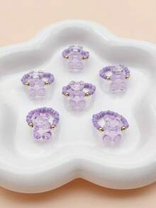 6 件装树脂泰迪熊吊坠和珍珠珠戒指装饰 - 彩色 - 查看 10