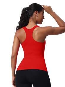 MathCat Seamless Workout Tank Top For Women With Built In Bra, Padded Racerback Athletic Yoga Camisole - Đỏ - Xem 5
