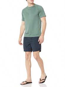Essentials - Camiseta de natación de manga corta y secado rápido UPF 50 para hombre - Verde militar - Ver 5