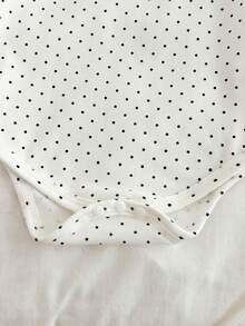 Baby Girl Polka Dot Print Cute Peter Pan Collar Long Sleeve Bodysuit - Black - View 6