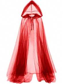 1 Peça Xale Nupcial Branco e Preto, Lenço de Chiffon para Cosplay de Bruxa e Vampira de Halloween, Capa de Dupla Camada para Halloween, Festa de Terror, Fantasia de Carnaval, Roupa de Outono para Mulheres - Multicolorido - Visão 14