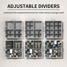 Shoe Organizer Closet, 2 Pack Foldable Shoe Storage Organizer Box Bin With Adjustable Dividers And Cover, Fits Up To 16 - 32 Pairs Beige - 灰色 - 查看 2