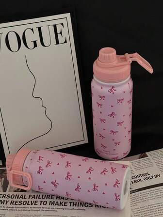 1pc18oz/22oz/40oz Cherry Pattern Water Cup, Stainless Steel Insulated Coffee Cup, Double-Layer Protective Vacuum Straw Cup, Portable Outdoor Travel Cup With Hand Rope, Very Suitable For Gift Giving, Halloween Gift For Family And Friends, Christmas Gift