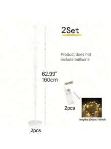 1 Set de columna de globos de suelo con soporte, base y luces de cuerda para decoración de torre de globos como fondo para bodas, fiestas de cumpleaños o despedidas de soltero