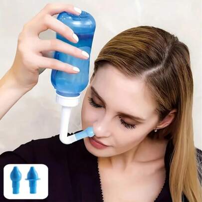 300/500ml Nasal Irrigation Pot, Nasal Cleansing Kit For Adults, Nasal Care Rinse Set With 2 Replacement Heads