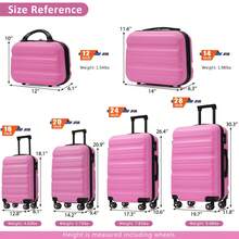 MERAX Hardshell ABS Luggage Set - Lightweight & Durable Suitcases With Dual Spinner Wheels, Carry-On & Check-In Sizes For Travel & Business - 粉紅色(6件套裝) - 查看 2