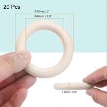 20pcs Natural Wooden Craft Rings, Unfinished Wooden Rings In Various Sizes, Round Pendant Connectors For Jewelry Making - Khaki - View 9