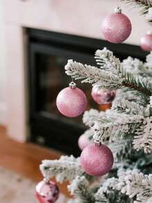 96 个粉色迷你防碎圣诞球，3 厘米/1.1 英寸圣诞树装饰挂球，适用于生日万圣节节日婚礼派对装饰，圣诞节 - 彩色 - 查看 8