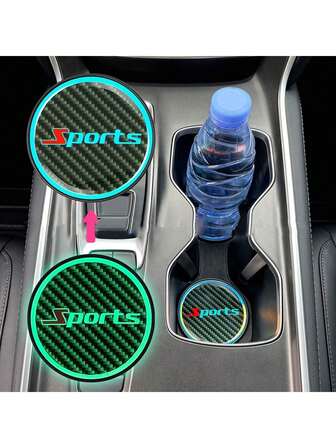 2 piezas Alfombrillas para portavasos de coche, posavasos luminosos y coloridos, alfombrillas antideslizantes personalizadas para coche deportivo (por favor, compruebe el tamaño para ver si se ajusta a sus necesidades)