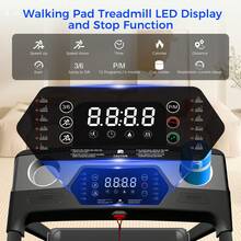 Fitness Folding Treadmill With Incline, Electric Treadmill For Home Exercise, 3.0 Horsepower Quiet Brushless Treadmill, 6.2 MPH, 300 Lbs,With A Handle ,Portable Small Treadmills For Home And Office,Cup Holder, LED Display And 12 Preset Programs - 查看 3