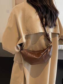 复古简约饺子、羊角面包和新月形状奢华感手提包，新款女士多功能单肩包和斜挎包，带手机和零钱包