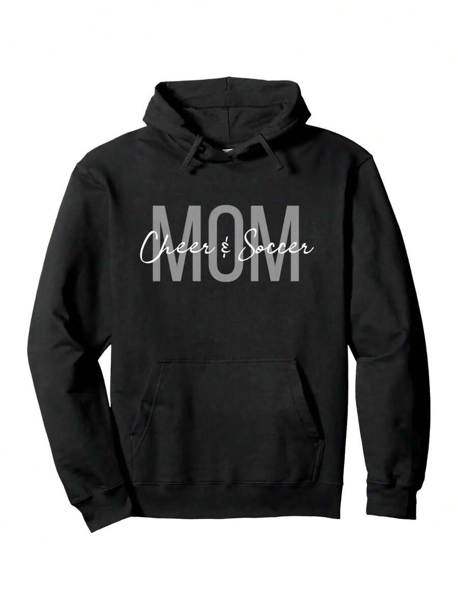 Football And Cheerleading Mom Hoodie - 黑色 - 查看 1