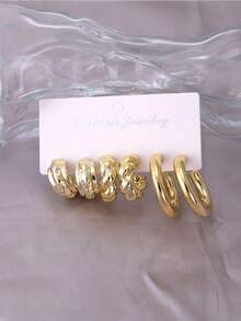 Conjunto de pendientes de moda exagerados de estilo europeo y americano para mujeres, pendientes en forma de C retorcidos y lisos