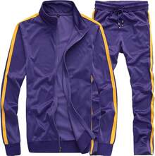 Men's Activewear Full Zip Warm Tracksuit Sports Set Casual Sweat Suit, Athletic Gear - Lake Purple - View 1