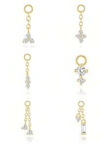 1 pieza Pendiente de plata de ley 925 con colgante de trébol, de doble cadena, minimalista, joyería para boda, fiesta y regalo para ella, joyería fina