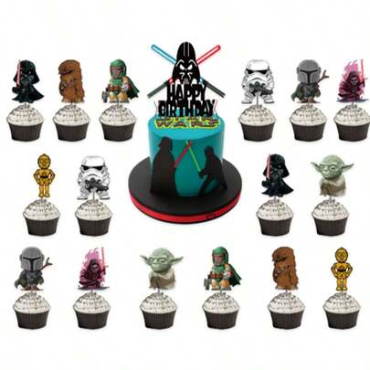  Star Wars Themed Birthday Party Candy Box Candy Packaging Paper Box Horn Box Gift Box Latex Balloon Cake Insert Pull-Up Banner Set Birthday Party Decoration Supplies