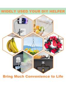 Large Wreath Hanger Hook, Suitable For Halloween, Christmas, Easter, Valentine's Day Wreath Decoration, Front Door Welcome Sign, Heavy Duty Adhesive Wall Hook, High Load-Bearing, Door Hanging Storage Rack - Transparent - View 7