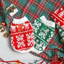 New Autumn/Winter Christmas Pet Clothes With Leash Buckle, Fleece Fabric For Small Dogs