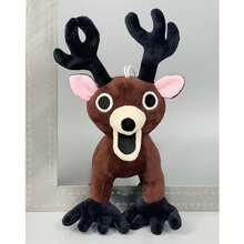 1pcs38cm/14.96inch 99 Nights In The Forest Terrified Deer Plush Toy Standing Black Tongue Mutant Deer Polyester Stuffed Animal Plush Toy Party Decoration Creative Gift Children Birthday Home Girls Room Decoration Game Collector Christmas Elk