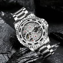 Men's Fully Automatic Mechanical Watch, Luxury Sports Stainless Steel Hollow Out Mechanical, You Men's Watch, Fashionable Clock