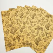 6pcs Christmas Gift & Stocking Pattern Kraft Paper Wrapping Paper Set - Suitable For Gift Wrapping, Bouquet Wrapping, Clothing Packaging, Home Decor, Arts & Crafts, DIY, Gift Bags, Birthday Decor, Wedding Decor, Gift Decor, Party Favor Decor, Perfect For Christmas Holiday And Party Decoration