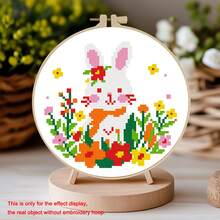 11CT 十字绣套件 DIY 手工刺绣，包括线、针、图案表 - 奶牛、企鹅、树懒、花卉乡村风格装饰，适用于客厅/卧室，初学者入门套装 - 彩色 - 查看 19