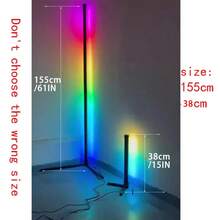 LED Corner Floor Lights -16Million DIY Color Changing, RGB Smart Modern Lights With Remote Control And APP Control, USB Power Supply, Four Modes With Music, Game Room, Living Room Office And Party Decor - Black - View 3