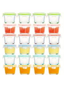 Thick Glass Food Storage Container Jar Airtight Seal Lid,Food Storage Containers With Lids - Perfect For Picnics, Meal Prep, Fridge Organization , Suitable For Baby Food, High Temp Microwave & Freezer, Mini Portable Cute & Durable Design - Multicolor - View 8
