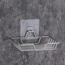 1pc Adhesive Shower Caddy, Sponge Holder, Soap Dish - Rust-Proof, Wall-Mounted, No Drilling Required, Bathroom Shower Storage Rack, Black/Silver, Easy To Install And Clean, Christmas Home Inspiration, Winter 2025 - Multicolor - View 10