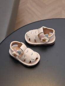 Summer Baby Girls Floral Hollow Out Squeaky Sandals, Cute Soft Bottom Infant Squeaky Shoes That Make Sound, Toddler Walking Shoes For Spring & Autumn