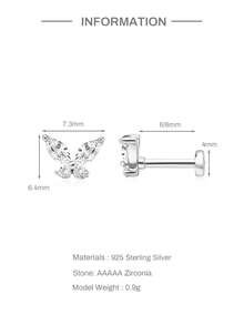 EleRunis 1PC 925 Sterling Silver Butterfly Piercings Earrings Chain Charm Flat Back Cartilage Helix Piercing Fine Jewelry For Daily Wear Wedding Party Engagement Anniversary Valentine's Day