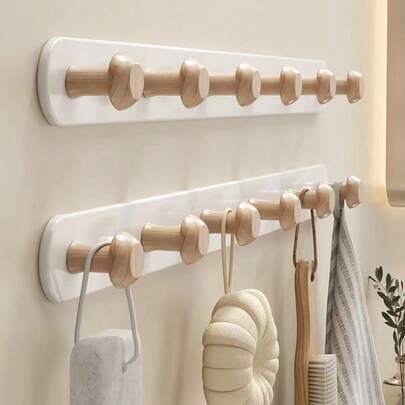 1 pieza Gancho de puerta de madera creativo - Gancho de pared de acero al carbono reforzado antioxidante, perchero de pared para abrigos/sombreros, colgador de baño, estante de almacenamiento de cocina. Adecuado para dormitorio, entrada, pasillo, decoración de pared - Incluye tornillos para instalación con o sin taladro, gancho de estilo marroquí