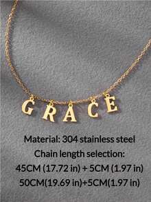 1Pc Customized Letter Name Necklace For Women, A-Z Letter Necklace, Stainless Steel Necklace, Valentine's Day Gift For Your Girlfriend, Vintage, Contracted, Stylish, Fall Fashion, Old Money, Mom Gift, Christmas Gifts, Chic Autumn, Utilitarian Chic, Delicate Romance, Look Glamour