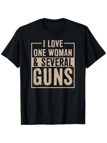 Men'S Funny Gun Rights Saying T-Shirt - "I Love One Woman & Several Guns" Bold Text Graphic Tee - Black Shirt With Beige/White Lettering - Regular Fit Short Sleeve Casual Everyday Carry Top For Gun Enthusiasts - Funny Gun Lover Apparel - Adult Men'S Humor Clothing - Round Neck Humorous Text Design - All-Season Wear - Relaxed Fit For Casual Outings - Statement Tee For Gun Rights Supporters - màu đen - Xem 1