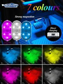 GLANBERT 1/2Pcs Car LED Touch Light High Brightness Interior Lighting Ambient Light Ceiling Reading Lamp Wireless USB Charging Trunk Lamp - Multicolor - View 11