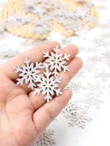 100 片闪闪发光的银色雪花桌面五彩纸屑，适用于冬季仙境装饰、生日、新娘送礼会、冰雪主题、新年、圣诞派对装饰