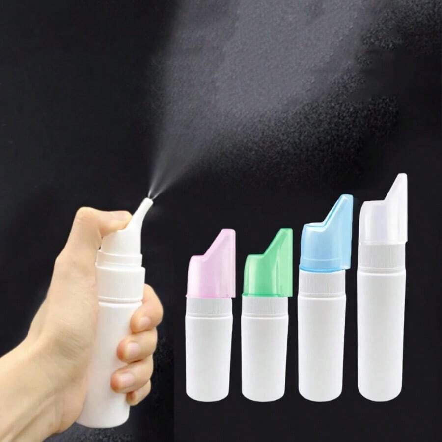 Nasal Irrigator Nose Wash Cleaner Bottle Spray Water Bottle Fine Mist Atomizer Portable Liquid Empty Container Travel Refillable - Blue and White - View 1