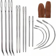 9 Pcs Heavy Duty Hand Sewing Needles Kit, Leather Sewing Needles With 5 Leather Hand Sewing Needle And 4 Curved Needle Home Upholstery, Leather Needles Hand Sewing, Carpet Canvas Repairu2026