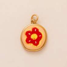 1件涂鸦风格花朵、螃蟹、蜗牛、小鸟、草莓、樱桃、蝴蝶结吊坠，18K镀金，装饰珠，女士珠宝配饰，DIY工艺品，钥匙扣装饰 - 彩色 - 查看 16